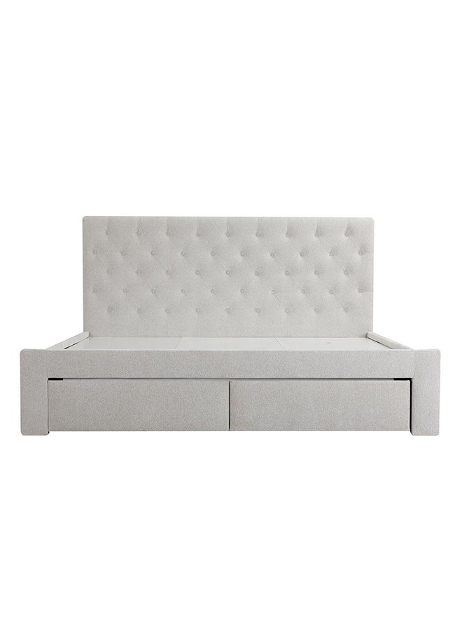 Danube Home Bacia King Bed With 2 Front Drawer Storage Sturdy Modern Design Wooden Double Bed Frame Furniture L 218 x W 191 x H 111 cm Light Grey - Image 3