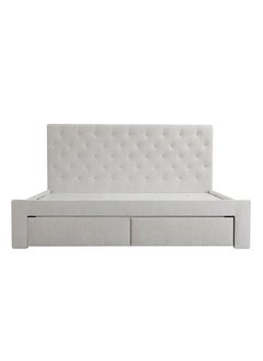 DANUBE HOME Danube Home Bacia King Bed With 2 Front Drawer Storage Sturdy Modern Design Wooden Double Bed Frame Furniture L 218 x W 191 x H 111 cm Light Grey  - Image 3