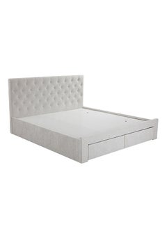 DANUBE HOME Danube Home Bacia King Bed With 2 Front Drawer Storage Sturdy Modern Design Wooden Double Bed Frame Furniture L 218 x W 191 x H 111 cm Light Grey  - Image 4