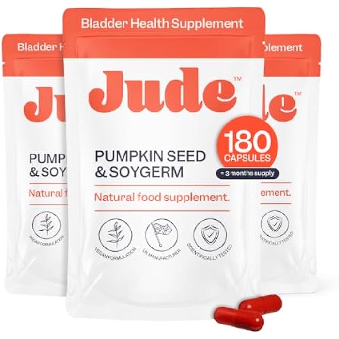 Jude Bladder Control Tablets, Daily Supplement, Reduce Leaks, Relieve Need-to-Go Urgency, Improve Sleep, Overactive Bladder Tablets, 180 Capsules - Image 1