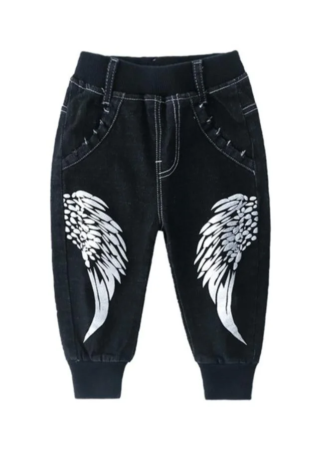 يونيكي Navy Blue Regular Fit Mid Rise Printed Trackpant