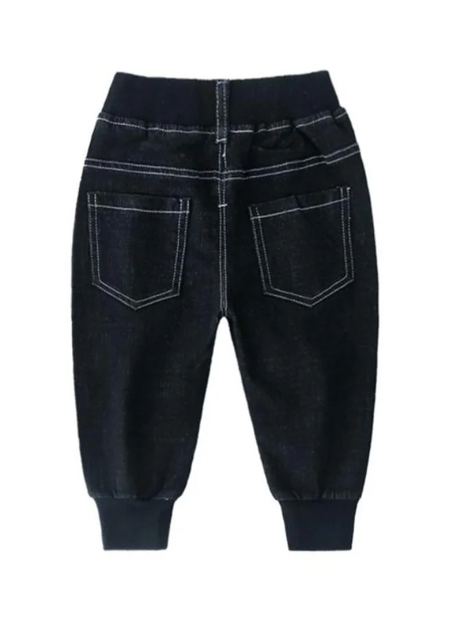 يونيكي Navy Blue Regular Fit Mid Rise Printed Trackpant