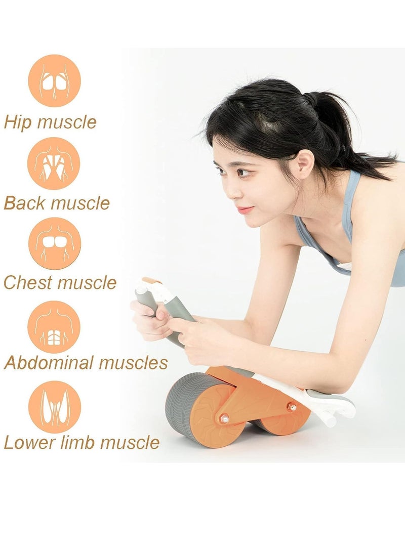 ELTRAZONE Automatic Rebound Ab Exercise Roller Wheel with Elbow Support & Timer – Core Workout Equipment for Men & Women (Orange) - Image 2