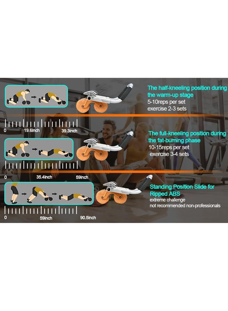 ELTRAZONE Automatic Rebound Ab Exercise Roller Wheel with Elbow Support & Timer – Core Workout Equipment for Men & Women (Orange) - Image 3