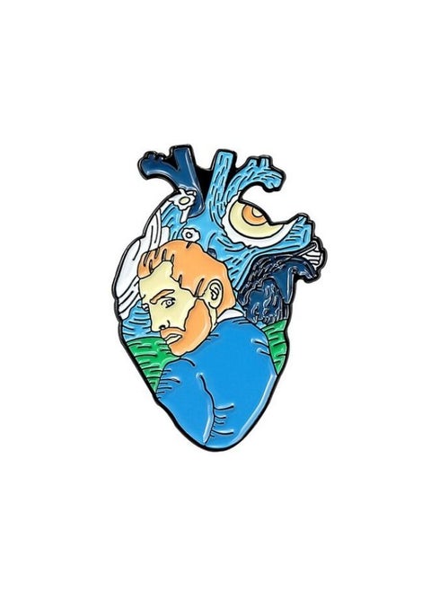 Distinctive and elegant unisex pin brooch with character inside heart design