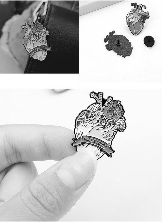 Generic - Distinctive and elegant unisex pin brooch with character inside heart design - Image 1