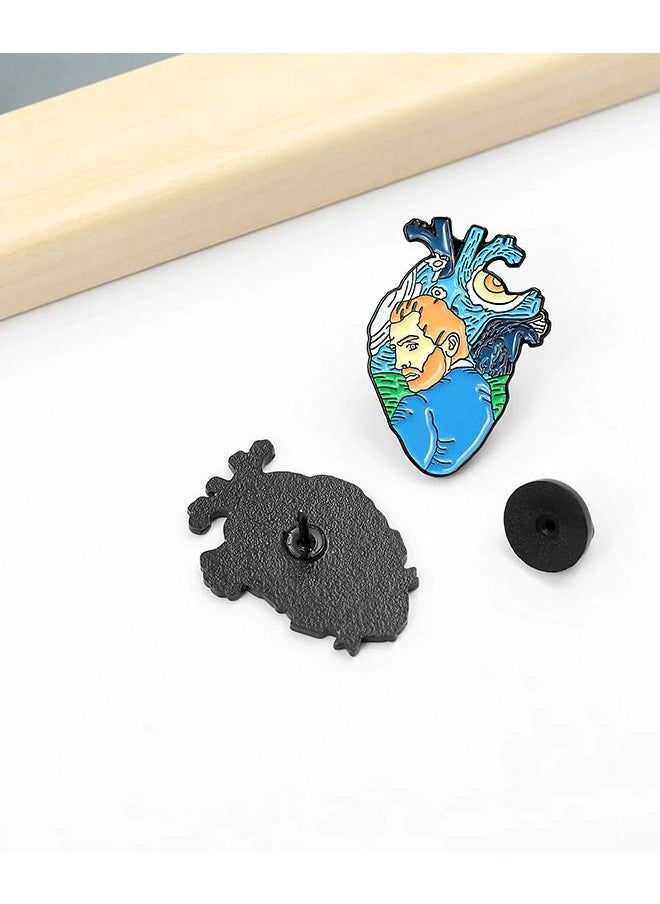 Generic - Distinctive and elegant unisex pin brooch with character inside heart design - Image 1