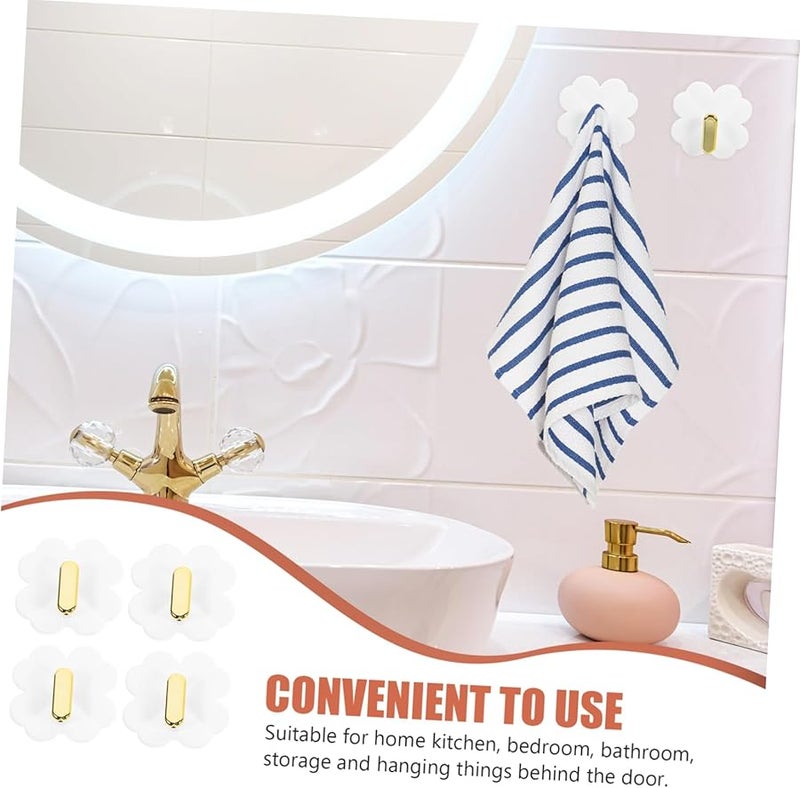 Ciieeo 4Pcs White Adhesive Wall Hooks Heavy Duty Stick On for Bathroom Kitchen Storage - Image 5