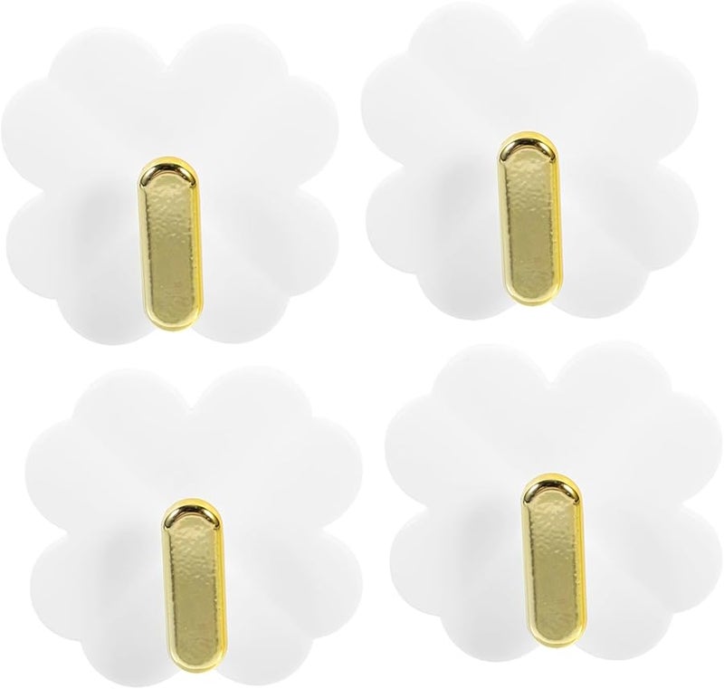 Ciieeo 4Pcs White Adhesive Wall Hooks Heavy Duty Stick On for Bathroom Kitchen Storage - Image 2