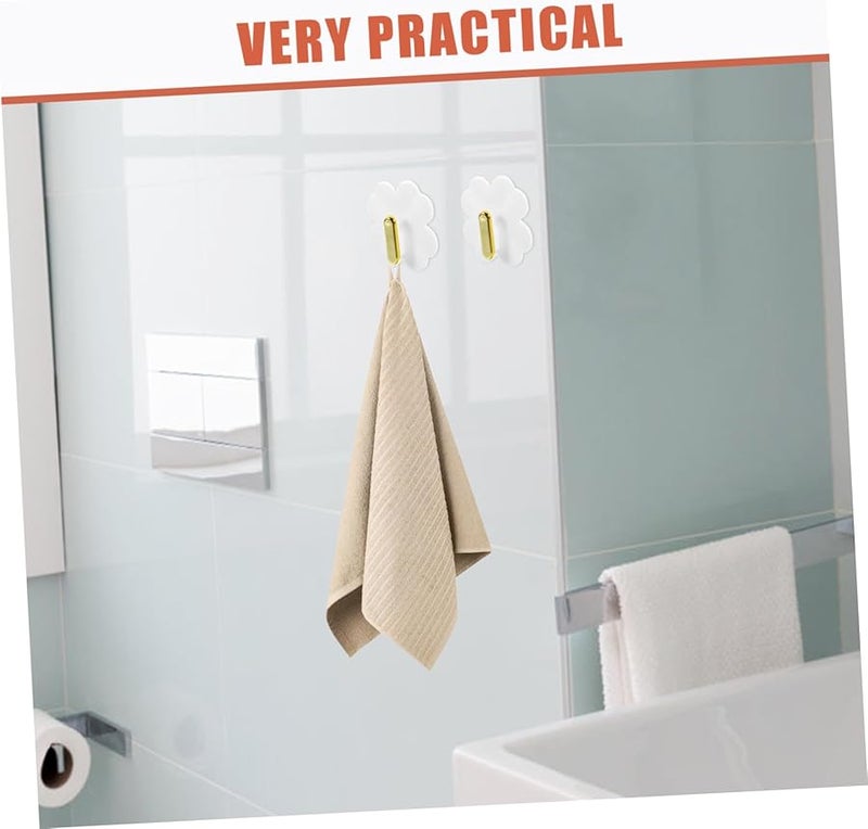 Ciieeo 4Pcs White Adhesive Wall Hooks Heavy Duty Stick On for Bathroom Kitchen Storage - Image 3