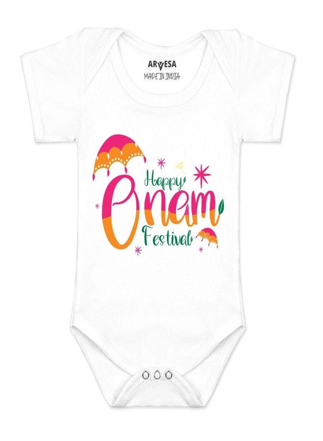 ARVESA My First Onam R-1059 Onam Bodysuit, Sleepsuits, Rompers For New Born Baby Clothes 0-3 Months Unisex Stylish Dress For Baby Boy & Girl, Newborn Infant Outfit - Image 1