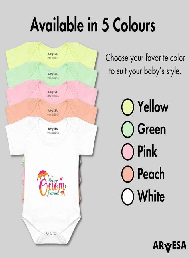 ARVESA My First Onam R-1059 Onam Bodysuit, Sleepsuits, Rompers For New Born Baby Clothes 0-3 Months Unisex Stylish Dress For Baby Boy & Girl, Newborn Infant Outfit - Image 4