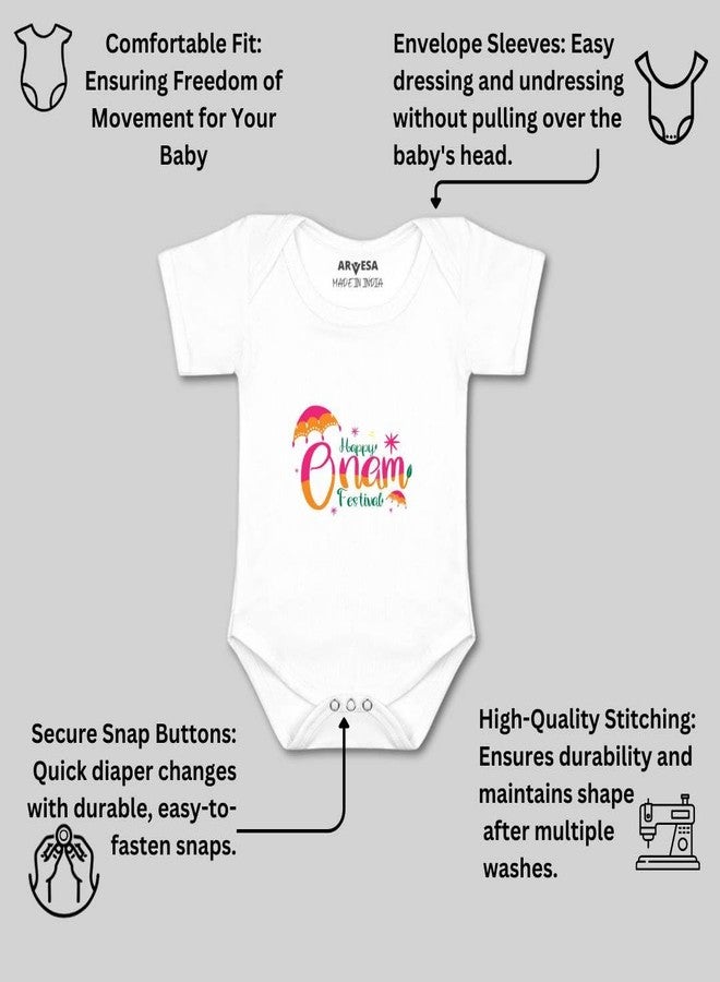 ARVESA My First Onam R-1059 Onam Bodysuit, Sleepsuits, Rompers For New Born Baby Clothes 0-3 Months Unisex Stylish Dress For Baby Boy & Girl, Newborn Infant Outfit - Image 3