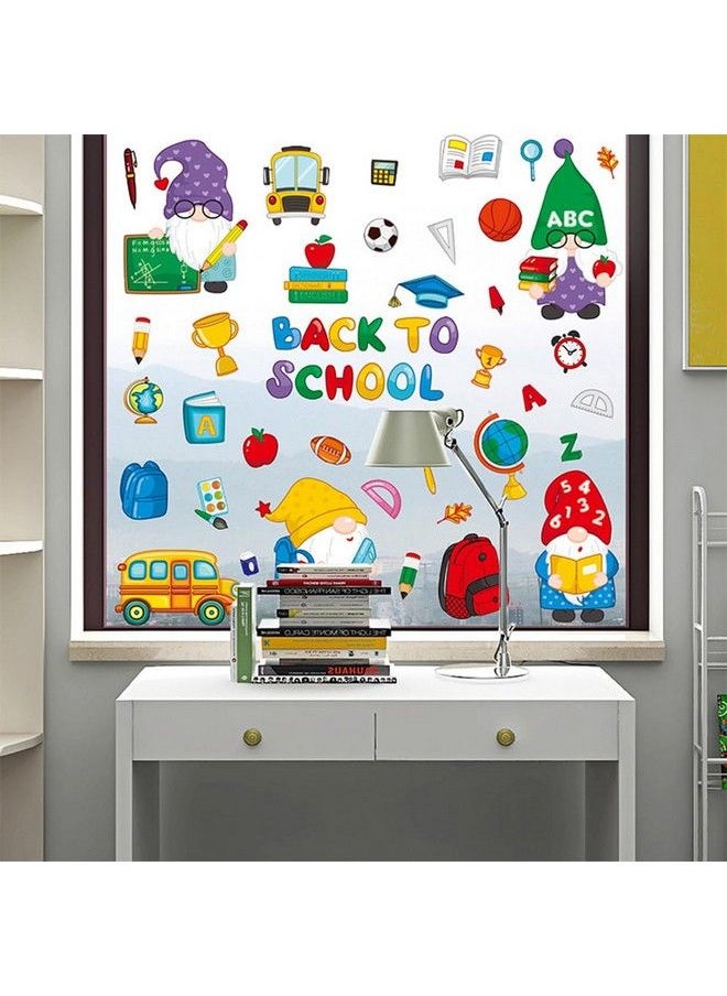 Doneace - 9 Sheets Back To School Window Clings Stickers Gnome Books School Bus Watercolor Doublesided Window Stickers Reusable Static Window Stickers School Day Welcome Back To School Classroom Decorations - Image 1