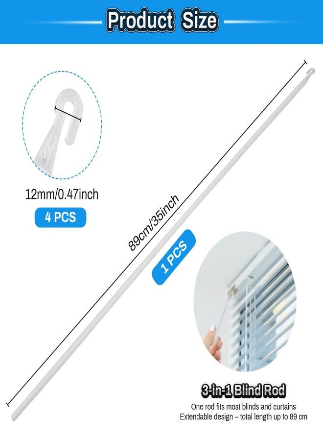 SUNKOO 35" Blind Wand Replacement,White Plastic Vertical Blind Wand with Hook, Cordless Tilt Control Rod for Window Shades, Blinds, and Curtains (Easy Install, Durable & Lightweight) - Image 2