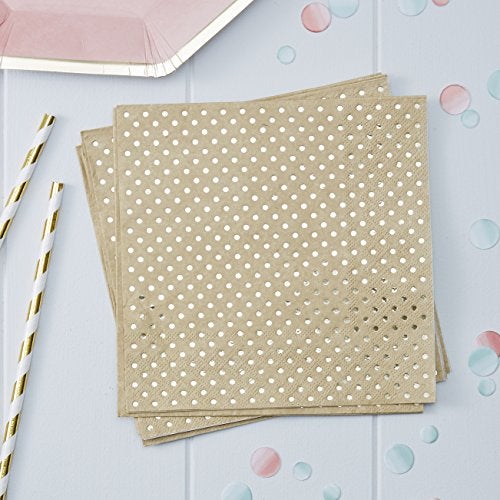 Ginger Ray Gold Foiled Kraft Paper Party Celebration Napkins 20 Pack - Image 1