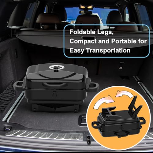 BBQCuker Portable Charcoal Grill with Warming Rack, Small Tabletop Barbecue Grill, Foldable Legs, Adjustable Vent, Total 343 Sq. In.Cooking Space, Outdoor BBQ Grill for Camping and Picnics (Black) - Image 5