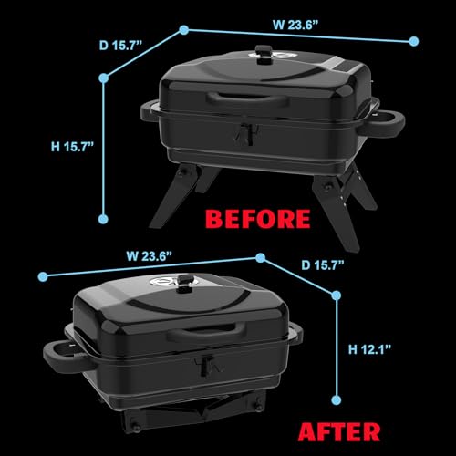 BBQCuker Portable Charcoal Grill with Warming Rack, Small Tabletop Barbecue Grill, Foldable Legs, Adjustable Vent, Total 343 Sq. In.Cooking Space, Outdoor BBQ Grill for Camping and Picnics (Black) - Image 3