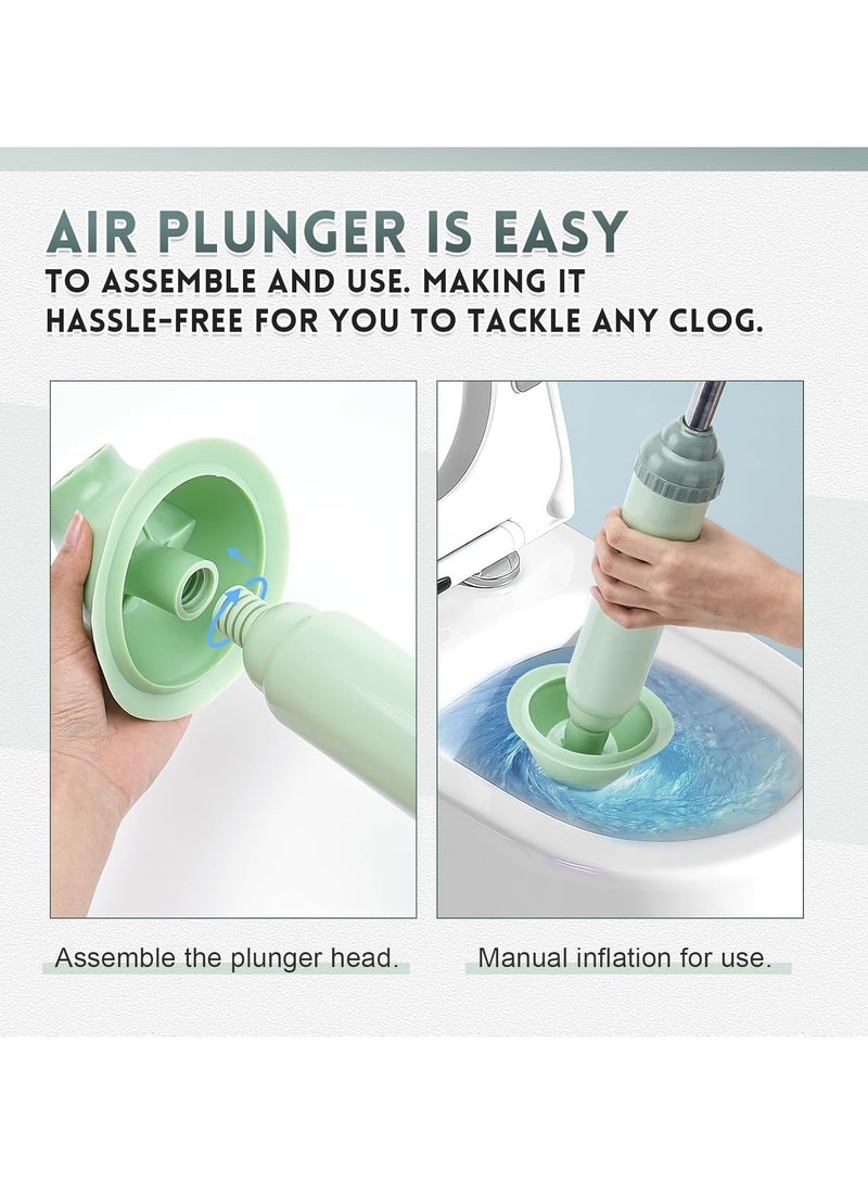 Bukela High Pressure Toilet Plunger, Air Plunger Drain Clog Remover Upgrade Power Plunger Toilet Clog Remover with 2 Plunger Heads Air Plunger for Toilet Bathroom Kitchen Clogged - Image 2