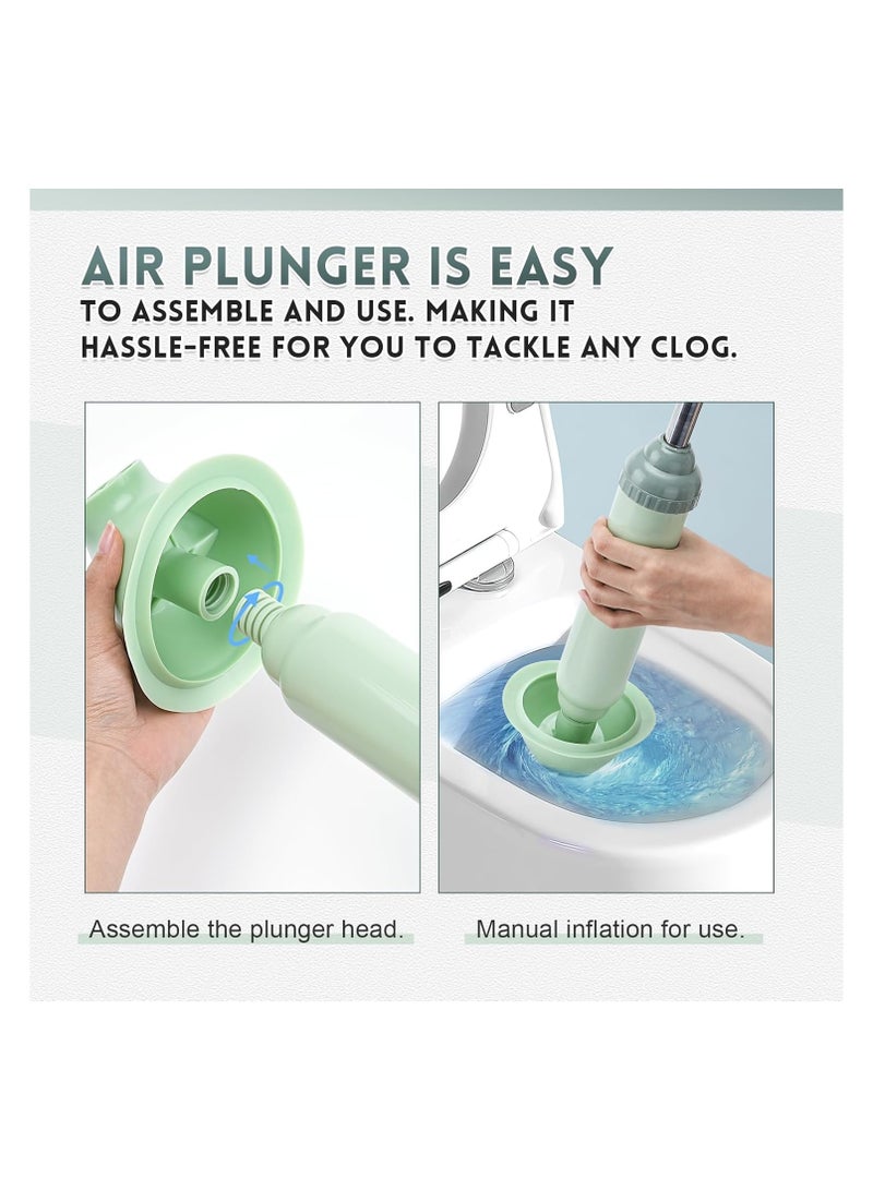 Bukela High Pressure Toilet Plunger, Air Plunger Drain Clog Remover Upgrade Power Plunger Toilet Clog Remover with 2 Plunger Heads Air Plunger for Toilet Bathroom Kitchen Clogged - Image 5