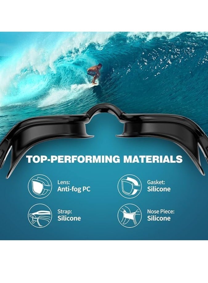 YUKE Professional Swimming Kits Swim Cap UV Protection & Anti-fog Swim Goggles Quick-Dry Swim Trunks with Earplugs Nose Clip Protection Case for Adults (Blue) - Image 3