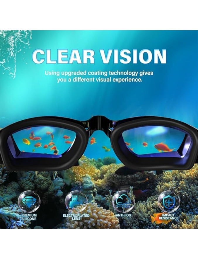 YUKE Professional Swimming Kits Swim Cap UV Protection & Anti-fog Swim Goggles Quick-Dry Swim Trunks with Earplugs Nose Clip Protection Case for Adults (Blue) - Image 4