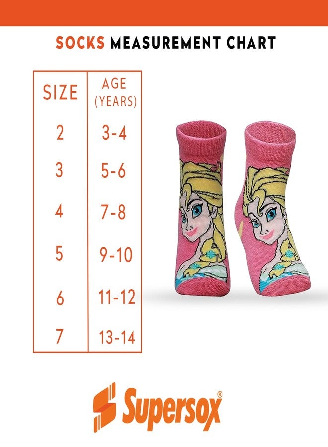Supersox Ankle Frozen Character Socks for Girls, Made with Breathable, Anti Odour & Moisture Absorbent Combed Cotton with a Extra Durable Welt, Ideal For All Day Wear (Pack Of 5) - Image 3