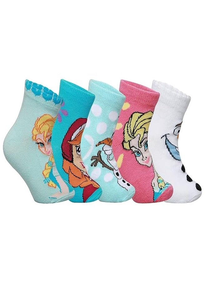 Supersox Ankle Frozen Character Socks for Girls, Made with Breathable, Anti Odour & Moisture Absorbent Combed Cotton with a Extra Durable Welt, Ideal For All Day Wear (Pack Of 5) - Image 1