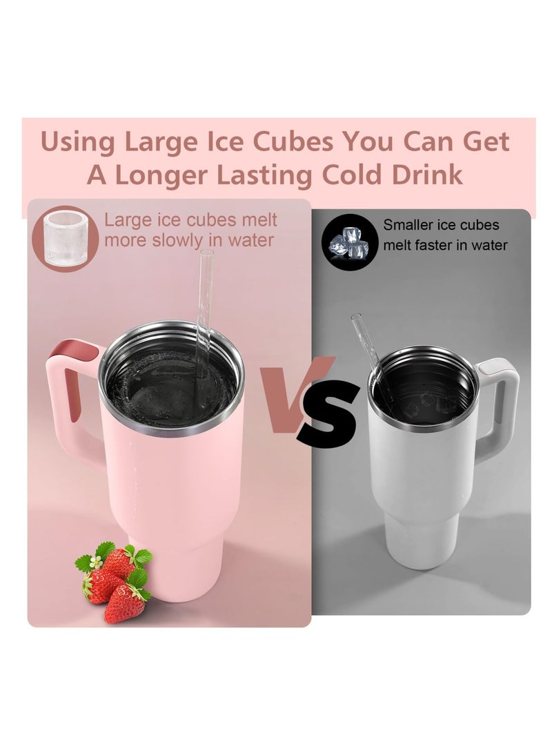 SOLARAE Ice Cube Tray for Stanley Cup, Silicone Ice Cube Molds for Stanley Tumbler Cup, Ice Cube Trays with Lids for Chilling Drinks, Coffee, Pink - Image 3