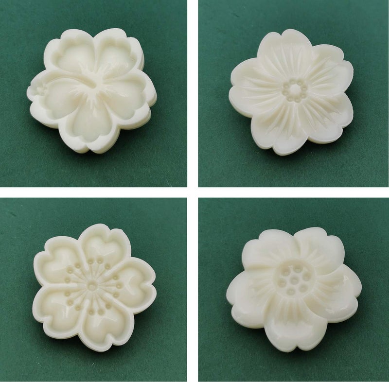 SUNEKE Pebbles Stamp Moon Cake Stamp, Pebbles Press Mid Autumn Festival DIY Decoration Press Pebbles Round Pebbles Pebbles Set Fondant Cake Decoration(5 Flower Slices 4 Pieces,50g) - Image 4
