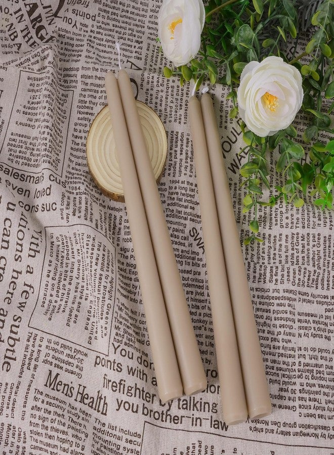 Viyffo 10 Inch Taper Candles Set of 12 Dripless Unscented Smokeless Long Tall Tapered Candles for Candlesticks Wedding Home Decor Dinner-Nougat Brown - Image 2