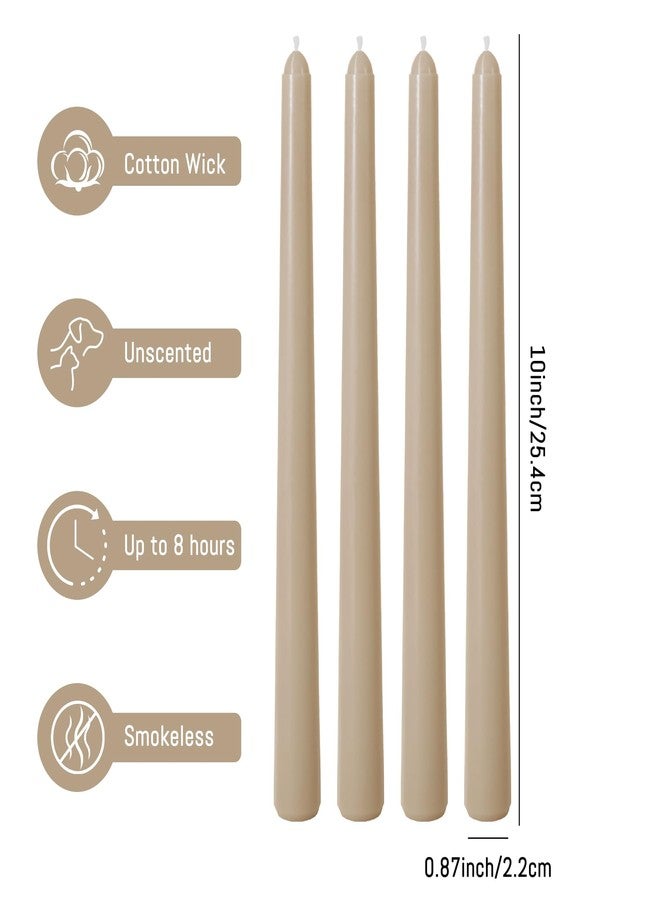 Viyffo 10 Inch Taper Candles Set of 12 Dripless Unscented Smokeless Long Tall Tapered Candles for Candlesticks Wedding Home Decor Dinner-Nougat Brown - Image 3