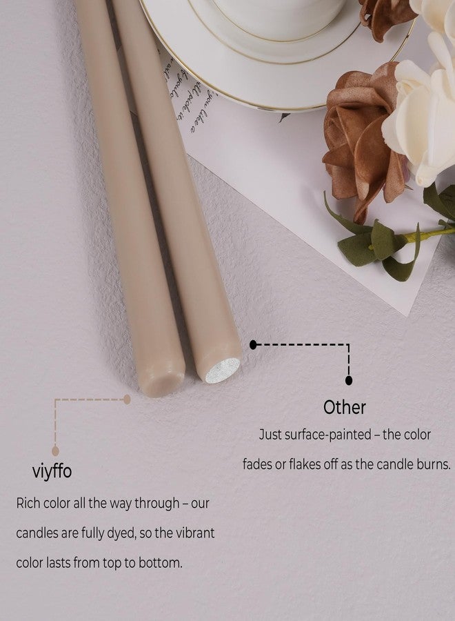 Viyffo 10 Inch Taper Candles Set of 12 Dripless Unscented Smokeless Long Tall Tapered Candles for Candlesticks Wedding Home Decor Dinner-Nougat Brown - Image 4