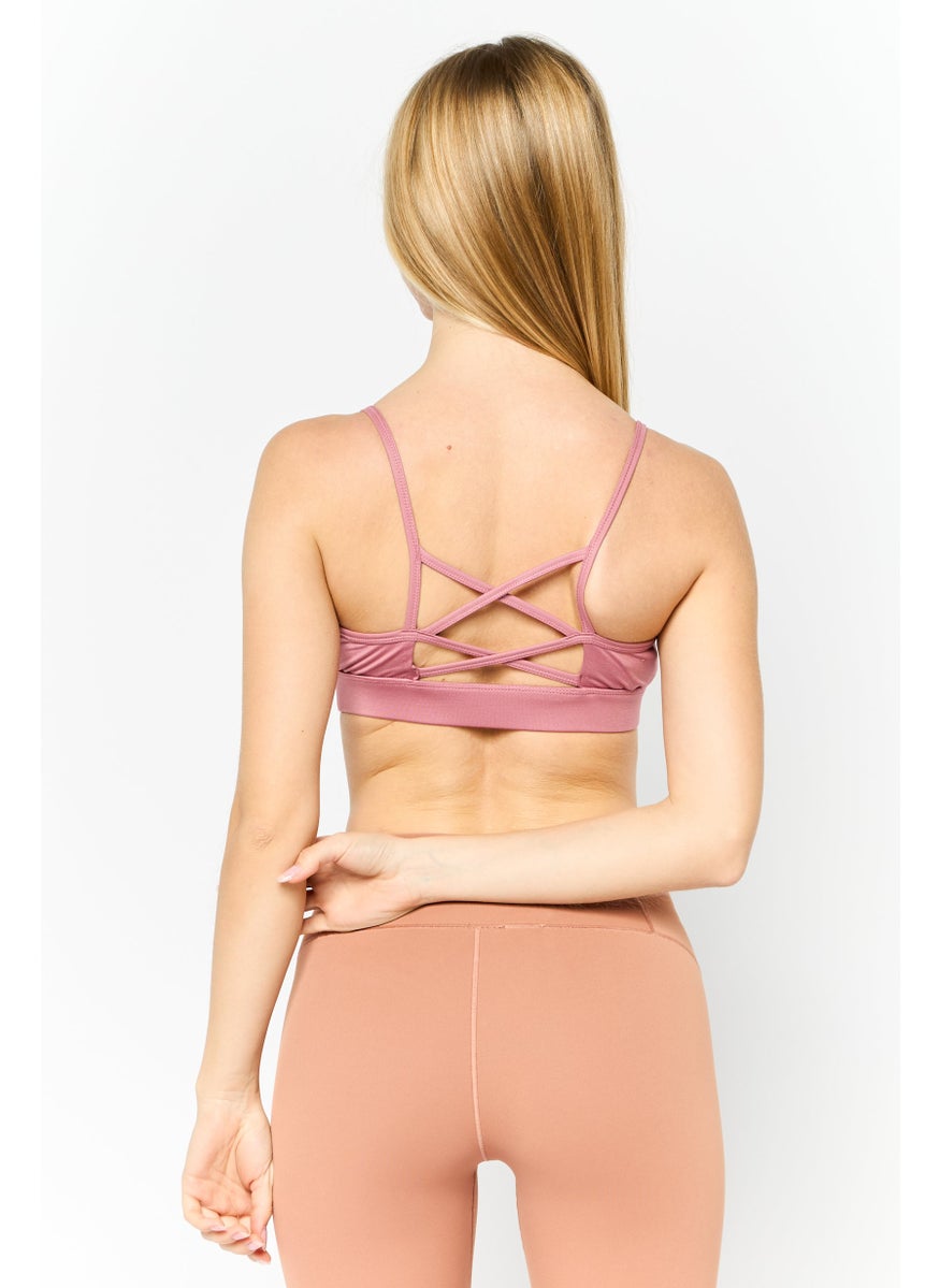 PUMA Women Padded Sports Bra, Mauve  - Image 2