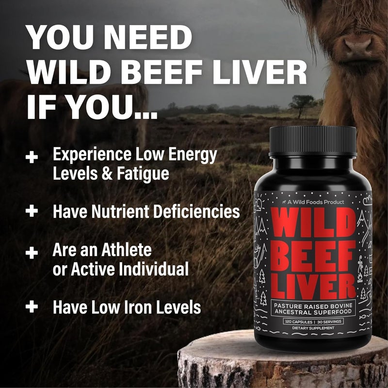 Wild Foods Beef Liver Capsules  GrassFed  PastureRaised  3000mg Ancestral Supplement for Natural Energy  Immune Support  Organ Supplement for Men  Women  Keto Paleo Carnivore 120 Softgels - Image 3