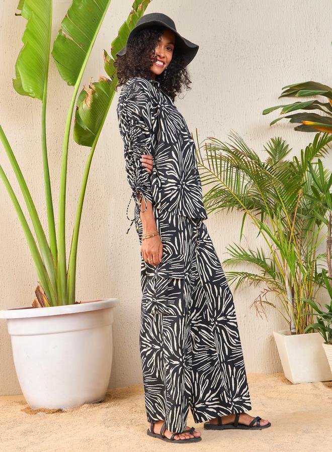 SASSAFRAS Abstract Print Shirt & Cargo Pants Co-Ords by Styli - Image 3