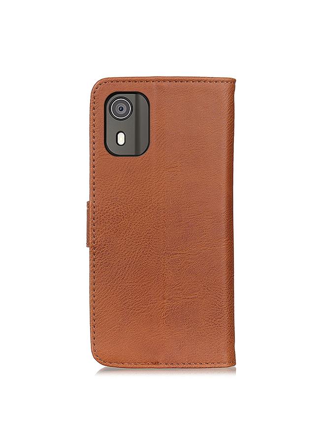 اس-توب جراب هاتف Nokia C02 KHAZNEH من جلد البقر المتين القابل للطي - Image 3