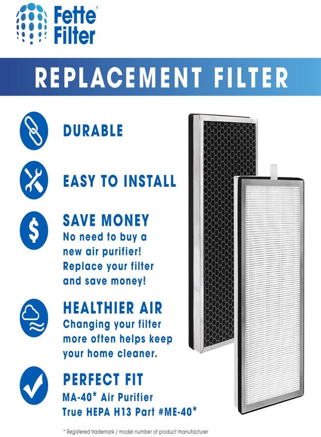 Fette Filter True HEPA Replacement Filter, Compatible with Medify MA Air Purifier 40 Series, 3-stage Pre-filter, H13 True HEPA and Activated Carbon Filter - Image 3