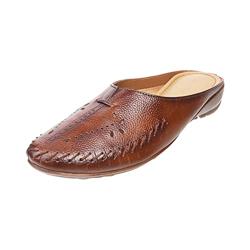 Mochi Womens Leather Tan Slip Ons (Size (5 UK (38 EU)) - Image 1