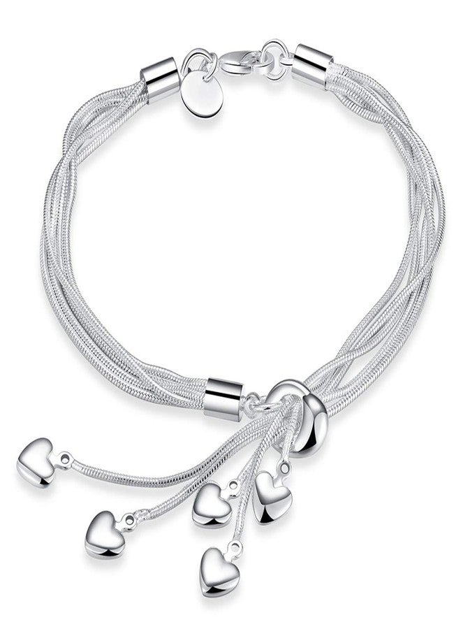 Mahi Heart Charm Silver Rhodium Plated Alloy Bracelet for Women - Image 1
