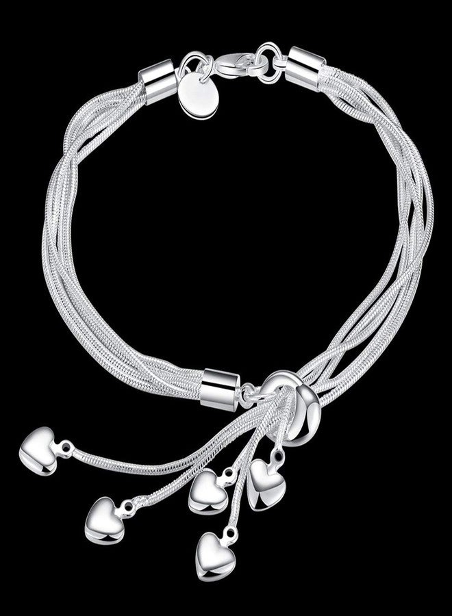Mahi Heart Charm Silver Rhodium Plated Alloy Bracelet for Women - Image 3