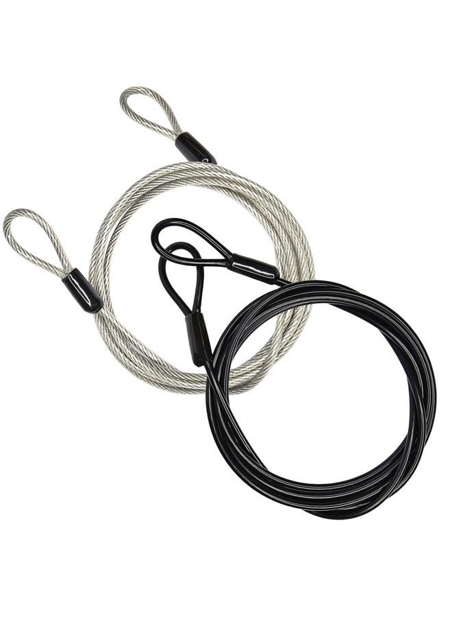 GOMRQING 100CM/3.3ft 3mm Outdoor Travel Security Cable Lock,Braided Steel Coated Safety Cable Luggage Lock,Safety Cable Wire Rope Double Loop Lightweight (2 Pack) - Image 1