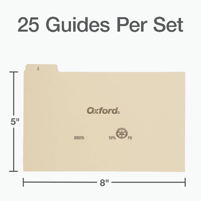 Oxford A-Z Card Guides, 5" x 8", 1/5-Cut Tabs, Manila, 25/Set (B8525) (Pack of 10) - Image 2