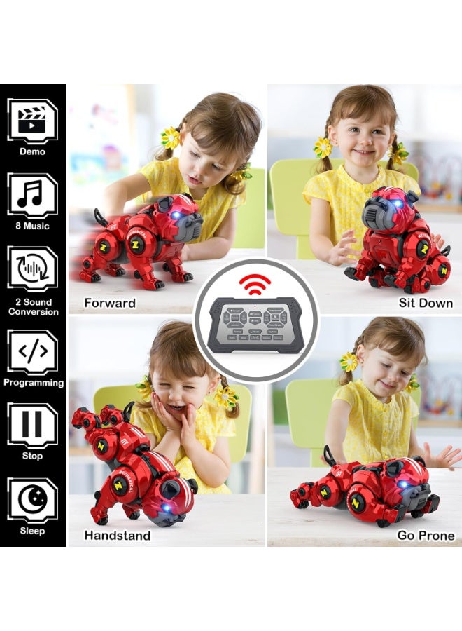 Robot Dog Toys for Boys, Remote Control Robot Toy, Rechargeable Programing Stunt Robo Dog with Sing, Dance and Touch Function, Robot Dog for Kids Toys Gifts for Toddlers 3 4 5 6 7 8 9 10+, Red - Image 3