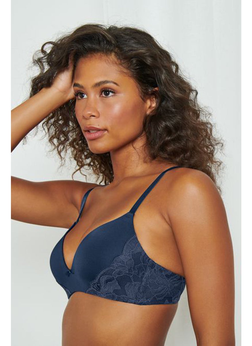 Tchibo Women Lace Up Padded Bra, Navy  - Image 1