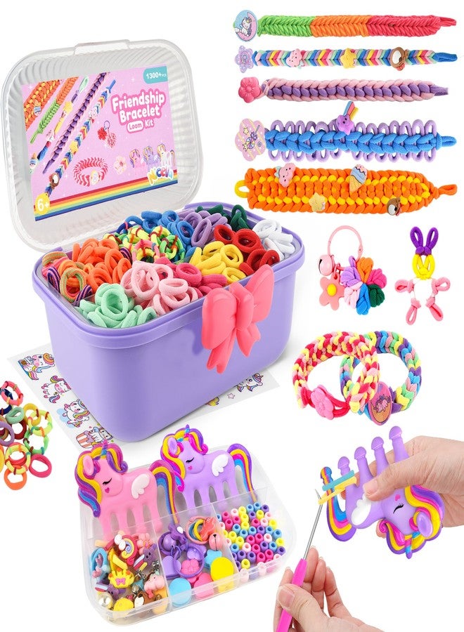Nicella Bracelet Making Kit Gifts for Girls Ages 8-12, Weaving Loom Kit Toys, 1300+PCS Kids DIY Craft Kits with 2 Weaving Comb, Easter Gifts for Girls 6 7 8 9 10 11 12 Year Old - Image 1