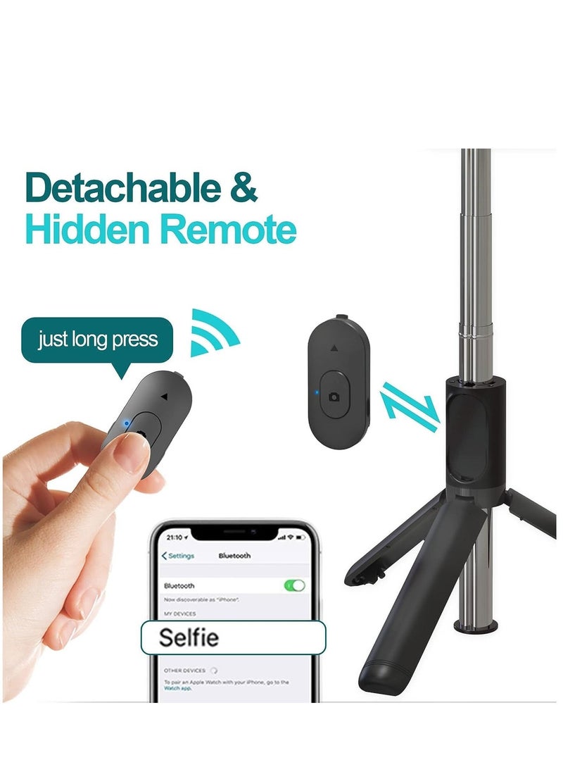 Raxoom Selfie Stick Tripod with Remote, Portable Selfie Fill Light, 40 Inch All-in-one Extendable Cell Phone Tripod Stand, Compatible with Android/iPhone - Image 4
