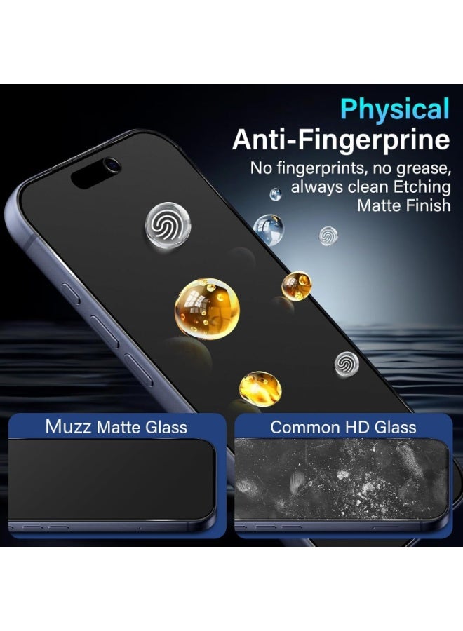Muzz IPhone 17 Pro Max Privacy Screen Protector Edge to Edge Matte Tempered Glass 9H Anti-Shatter Full Coverage Face ID Compatible 2 Pack Iphone 17 Pro Max 5G 2025 - Image 3