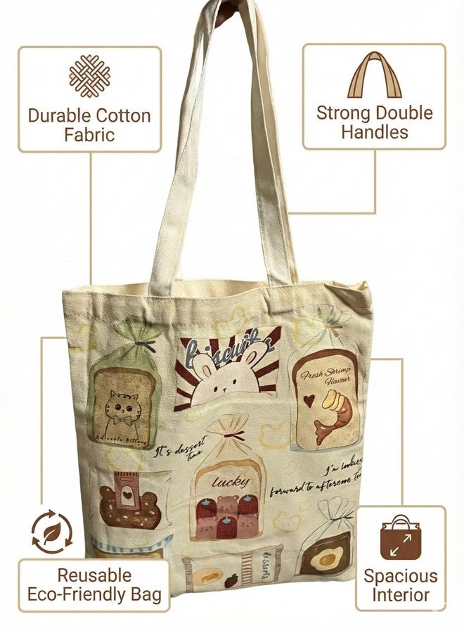 BAGILO Tote Bag for Women, Plain Tote Bag with Zipper, Reusable Multi-Purpose Cotton Bags for School/Gym/Shopping/Beach & Groceries, DIY Gift Bags, 13"X15" (Style2) - Image 3