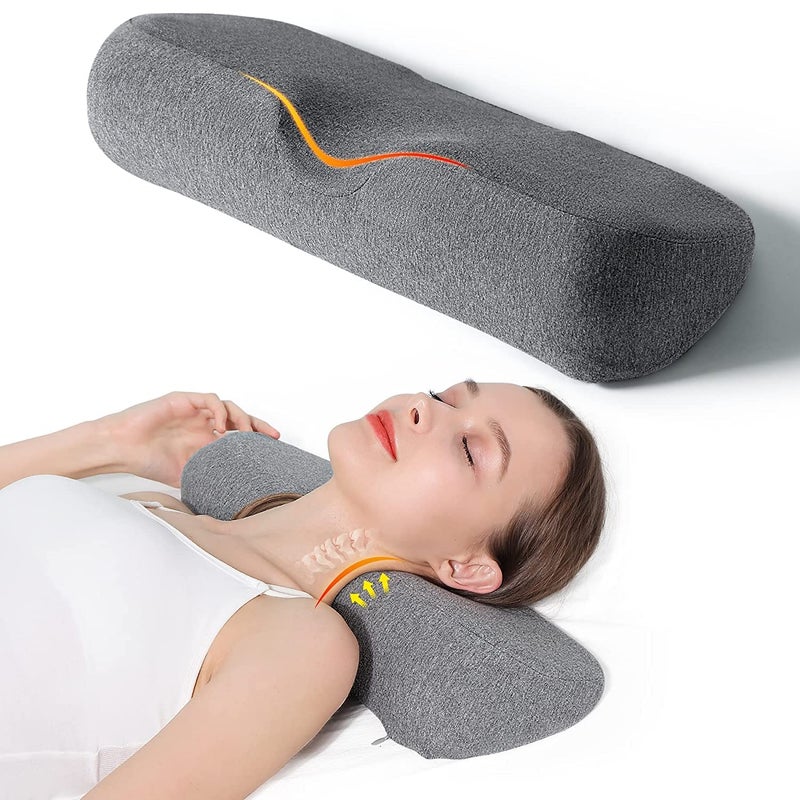 Deoxys Sleeping Neck Pillow Ergonomically Designed Neck Pillow for Neck and Shoulder Pain Relief Memory Foam Neck Pillow for Cervical Spondylosis Patients or People with Neck Soreness - Image 1